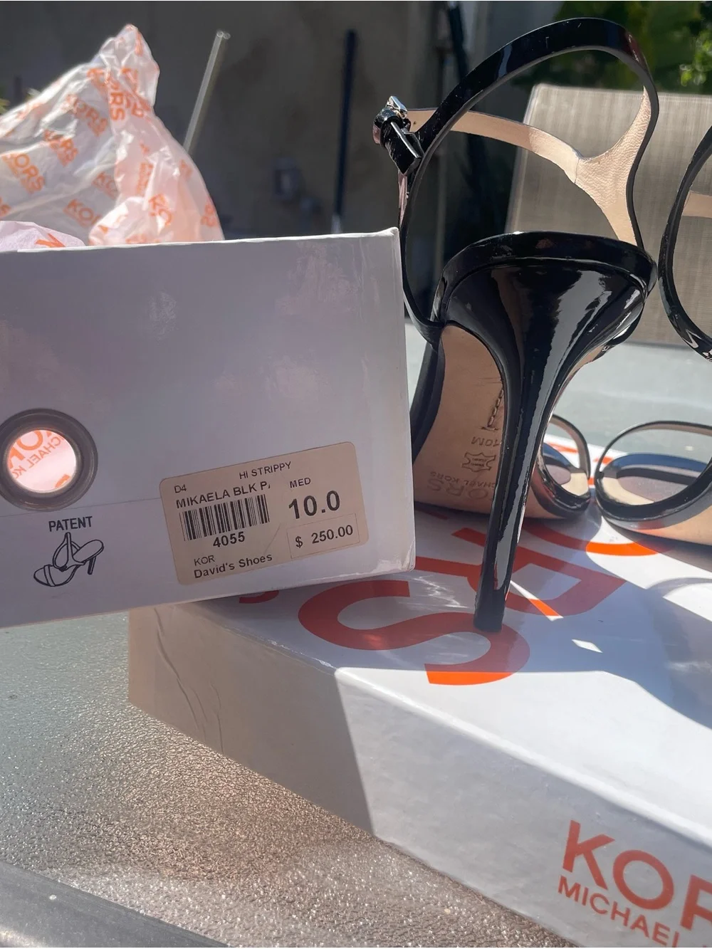 Michael Kors Black Patent Ankle-Strap Stiletto Sandals